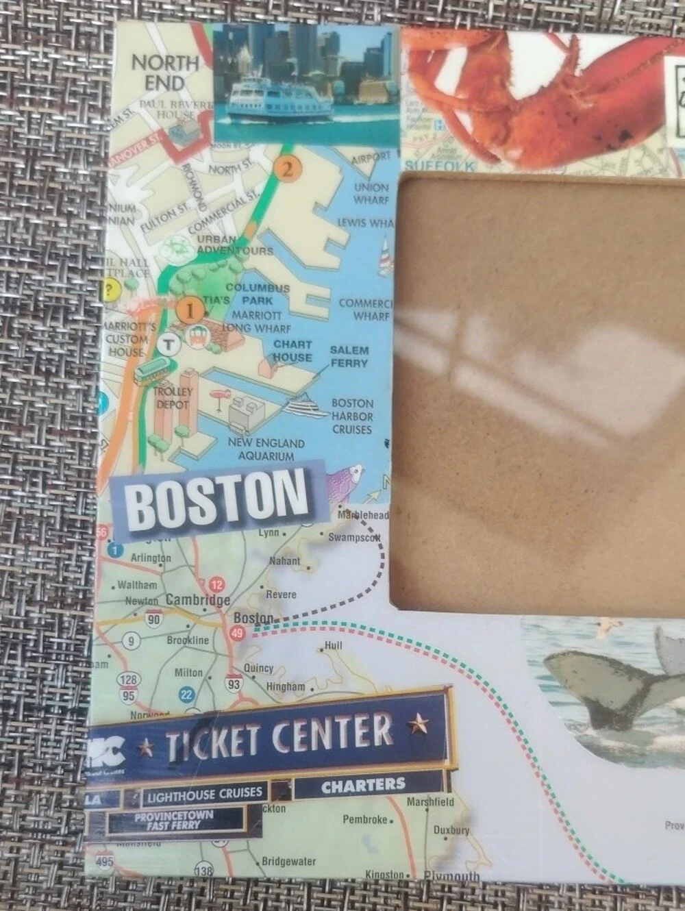 Decorative Boston Map Photo Frame in Multi-Color, 4x6, Vintage